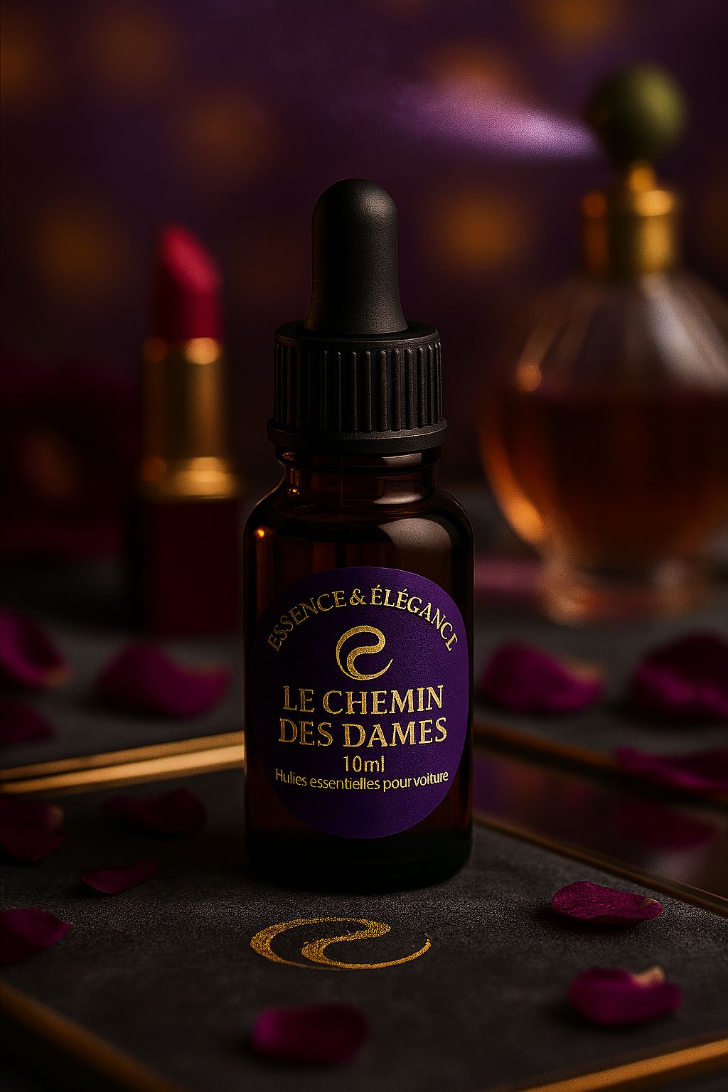 « Désodorisant voiture Le Chemin des Dames – Essence & Élégance, parfum féminin et prestigieux »